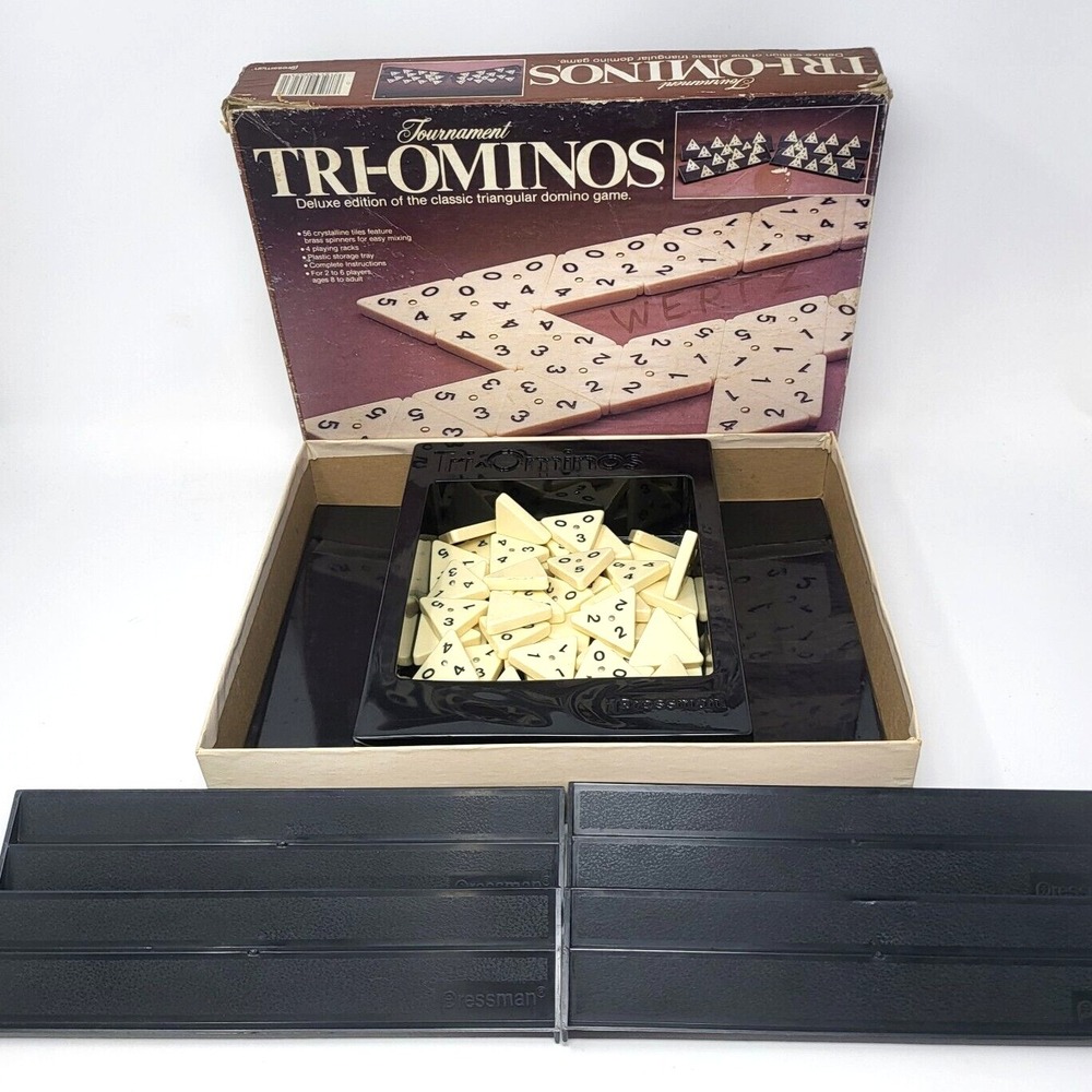 1986 Tri-Ominos Deluxe Tournament Puzzle Matching Domino Game